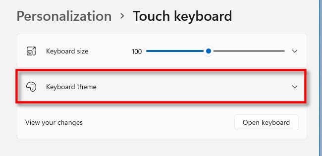 在Windows11上更改触摸键盘主题